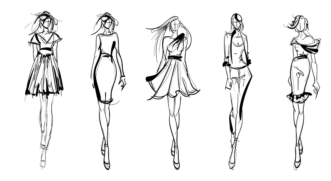 Drawing of fashion models