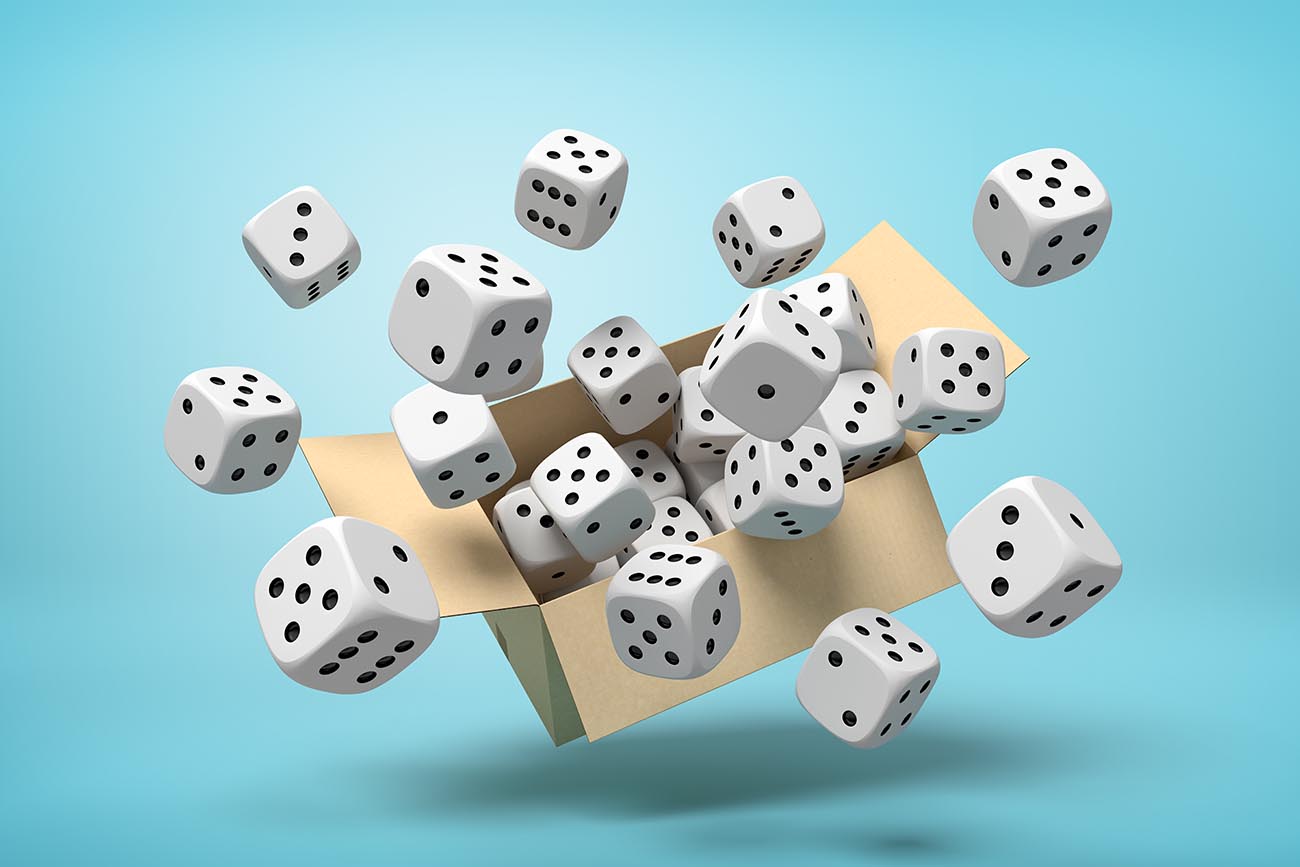 A lot of dices illustrating probabilistic forecasting.